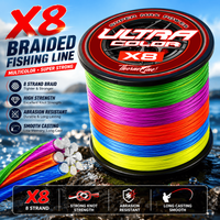 8X Braided Fishing Line Multicolor PE Fishing Wire Super Strong Abrasion Resistant Long Casting Carp Bass Saltwater Freshwater