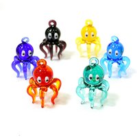 Cute Tiny Octopus Murano Glass Charm Pendant Aquarium Decor Marine Animal Statue Ornaments Female DIY Jewelry Making Accessories