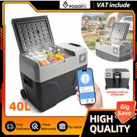 Podofo 40L 50L 60L Portable Car Refrigerator Large Capacity Portable Freezer APP Control Cooler 12V 24V DC 100 240V AC For Camping Truck Home Road Trip