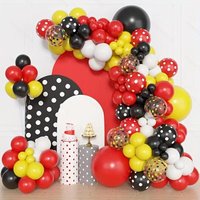 Red Black Yellow Balloon Garland Kit, Polka Dot Confetti Balloons Arch for Kids Birthday Carnival Party Home Decoration