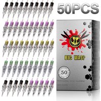 BIGWASP 50pcs Tattoo Cartridges Professional Disposable Safety Needle Permanent Makeup For Machine Supplies RL/RS/RM 0.3/0.35mm