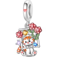925 Sterling Silver Cat Frame Charms Pendant For Women Fit Original Bracelet DIY Birthday Party Jewelry Gifts