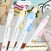 ☽Cute 3D Cat Magnetic Levitation Gel Pen,0.5mm Retractable Ballpoint Pen for School Office Stationery & Kids Gift