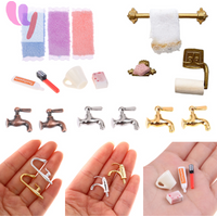 Doll Home Miniature Bathroom Simulation Set with Paper Towel Rack and Soap Rack 1/12 Scale