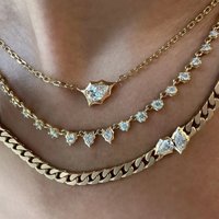 Vintage Lucky Tear Zircon Design Pendant Chunky Chains Necklace for Women 18k Gold Plated Tarnish Free Choker Designer Jewelry