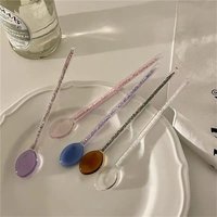 Colorful Glass Coffee Spoons Long Handle Dessert Milk Tea Mixing Stirring Tableware Heat-Resistant Teaspoons Home Kitchen Tools