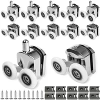 2025 New Bathroom Door Accessories 23mm Shower Door Rollers Zinc Alloy Curved Shower Rollers with Anti-Collision Block