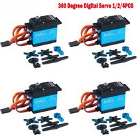 Feetech FT6335M 35KG Digital Servo Motor 360° Continuous Rotation 7.4V Blue Aluminum Alloy Shell Metal Gear 25T Arm (1/2/4PCS)