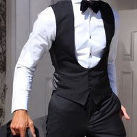 Schwarze Herrenweste für Hochzeit, Bräutigam, einteilig, schmale Passform, einfarbig, männlicher Modemantel
