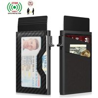 RFID Blocking Pop Up Card Holder, Slim Front Pocket Unisex Wallet with ID Window, Minimalist Credit ID Card Case for Men Women