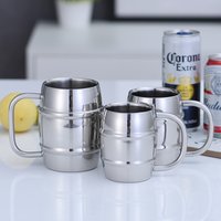 Double tasse à bière en acier inoxydable de 500/450ml, tasse à café occidentale de Camping en plein air avec poignée, tasses d'eau portables isolées