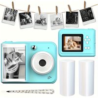 The new blue thermal printing camera can take photos and print, and the photo printing machine is portable and high pixel.