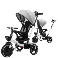 AliExpress NONE Baby Tricycle,6-in-1 Baby Push Bike Steer Stroller,Learning Toddler Bike/Detachable Guardrail,Adjustable Canopy