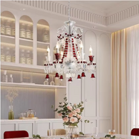 Modern Crystal Chandelier Luxury Red Color Candle pendant lamp for Villa Living Room High-End Home Decor glass Chandelier