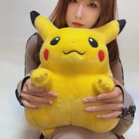 Large Fluffy Pikachu Plush Toy Soft Stuffed Anime Doll Cuddly Throw Pillow Cute Anime Pikachu Plushie for Fans Home Decor