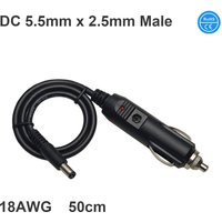 DC Car Charger Auto Power Supply 18AWG DC 5.5mm x 2.5mm to Car Cigarette Lighter Male Plug Cable Camera CCTV Car Refrigerator