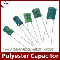 50pcs 1000V 630V 250V 400V 100V Polyester Film Capacitor 221 222 334 681 272 332 682 822 1NF 2.2NF 10NF 22NF 47NF 100NF 0.1UF