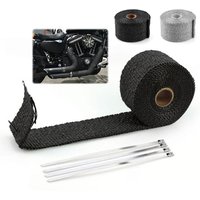 Motorcycle Exhaust Heat Wrap Roll Fiberglass Turbo Header Insulation Tape with Stainless Ties 5M Aluminum Foil Heat Shield