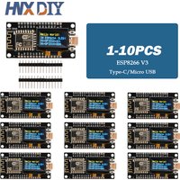 1-10PCS NodeMCU ESP8266 V3 Development Board with 0.96 Inch OLED Display CH340 ESP-12F WiFi Module TYPE-C For Arduino/Micropytho