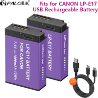 PALO LPE17 LP E17 LP-E17 Battery with USB-C Input for Canon EOS RP 200 250D M3 M5 M6 750D 760D R10, R8, R50, Rebel T8i 200D