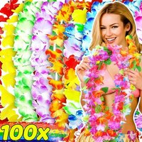 5/100PCS Hawaiian Artificial Flower Wreath Necklace Summer Tropical Beach Theme Party Garland Wedding Birthday Party Decoration