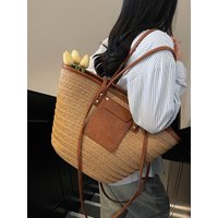 Handmade Beach Vacation Straw Woven Bag For Women Single-Shoulder Summer Straw Beach Bags Shopper Baskets Bohemian Large Tote Ba