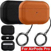 Luxury Leather Cover For AirPods 4 3 2 1 Business Earphones Cover For Apple AirPods Pro 1th 2th Generation With Hook Accessories