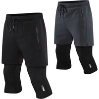 New Men Run Trouser 2 In 1 Double Layer Pant Tight Two Piece Running Training Gym Sweatpant With Pockets Running Trousers