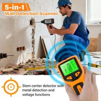 Wall Stud Detector 5 in 1 Handheld Digital Wood Scanner Metal Finder for Live AC Wires Cables PVC Water Pipe