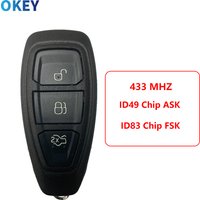 Okey Remote Car Key For Ford Mondeo Kuga Fiesta Focus B C-Max 2011 2012 2015 KR5876268 Keyless Go ID83 Fsk ID49 ASK
