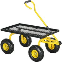 PINGGO Garden Trolley Cart, Heavy Duty Garden Cart with Metal Frame, Rotating Handle, 150kg Capacity, for Garden, Farm, Yellow