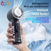 Portable 100-Speed Cooling Fan Ice Mode 3000mAh Mini Air Conditioner For Outdoor/Office/Travel LED Digital Display Rechargeable