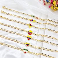 Classic Enamel Art Gold Plated Mexico Colombia Flag Adjustable Bracelet for Men Women Holiday Anniversary Jewelry Fine Gift