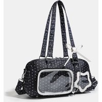 Cute Polka Dot Ita Bag for Women, Y2K Star Bow Shoulder Crossbody Bag, Kawaii Transparent Display Handbag