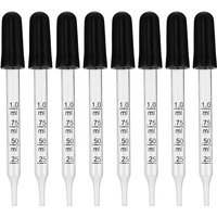 20pcs 1ml Straight Glass Dropper Glass Pipette Dropper Pipet With Scale Line (1ml Straight + Rubber )
