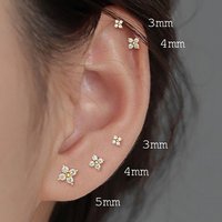 Dainty Flower Earrings for Women Korean Cute Zircon Gold Color Piercing Cartilage Ear Studs Female Aesthetic Jewelry Gift KCE038