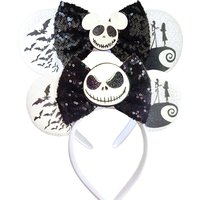 Mickey Mouse Headband Bat Skull Mouse Ears Bow Black Hair Bow Hairband for Halloween Party Costume Cosplay For Women Girls