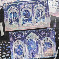 4/8 Pcs Large Dream Island Series Puzzle Stickers Phantom Light Creative Hand Tent DIY Scene Building Decals for Decorations