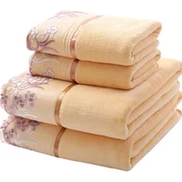 Adult Lace Embroidered Microfiber Bath Towel Set Colorful Tree Design Quick Dry Large Thick Face Bath Towels for Family