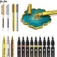 For Fun Epoxy Resin Mold Nail Drawing Pen Metallic Pen Gold Silver Copper Acrylic Paint Marker Pen DIY Silicone Mold Handmade