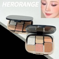 Herorange 6 Shades Eyeshadow Palette Matte Shimmer Fine Glitter Creamy Smooth Blendable Daily Eye Makeup
