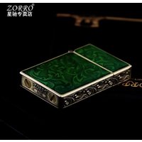 Third Generation Ultra-thin Green Paint Tangcao Kerosen Lighter, Windproof Flip-top Luxury Light Luxury Men's Gift ZORRO