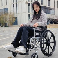 Foldable Manual Wheelchair Reclining Adjustable Hydraulic Backrest Double-Brake System Breathable Seat Cushion Stable X-Frame