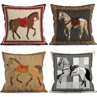 Stylish Horse-Patterned Double-sided Printed pillow cover Short plush Suitable living rooms bedrooms sofas throw cushion cover