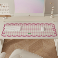VIKAMA Kawaii Pink Checkered Desk Mat Large Non-slip Mouse Pad Aesthetic Office Keyboard Mat