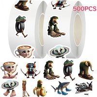 500pcs/Roll Italian Brainrot Stickers Funny AI Abstract TungTungSahur Tralalero Package Sealing DIY PVC Laptop Decals