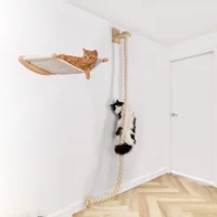 Cat Wall Climbing Shelves Sisal Rope Climber Tree Scratching Post Hammock Interactive Play Toys Jungle Gym for Indoor Cats