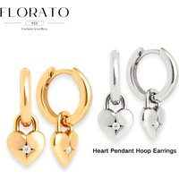 925 Silver Needle Heart Shape Pendant Hoop Earrings For Women Retro Simple Huggie Earrings Fashion Party Jewelry Accessories