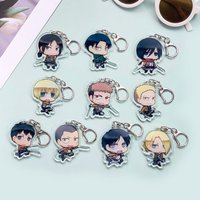 1/10Pcs Anime Attack on Titan Acrylic Car Keychain Accessories Cute Bag Charm Keyring Funny Backpack Pendant Decoration Gifts