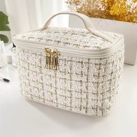 1 pc Multi-functional classic large-capacity cosmetic bag, double zipper with handle, portable travel wash bag